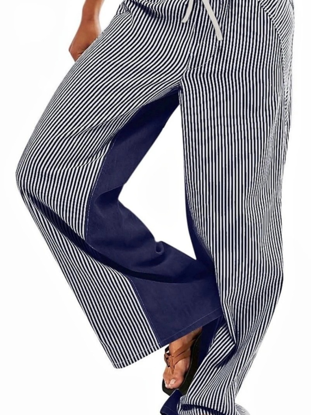 Stripe Pants Blue & White Wide Leg